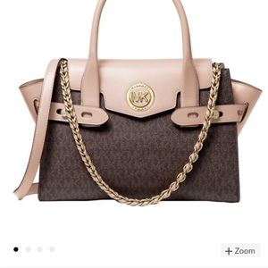 Michael kors Brown and Soft Pink Carmen Satchel